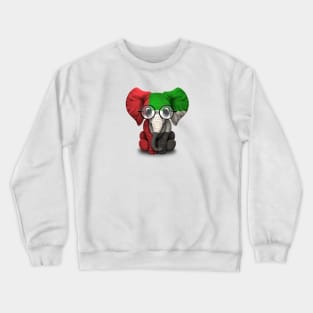 Baby Elephant with Glasses and UAE Flag Crewneck Sweatshirt